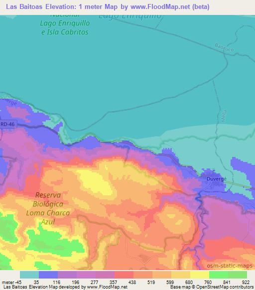 Las Baitoas,Dominican Republic Elevation Map