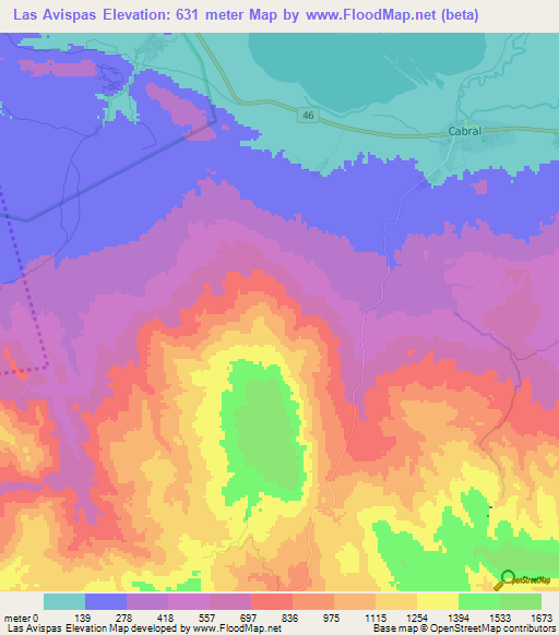 Las Avispas,Dominican Republic Elevation Map