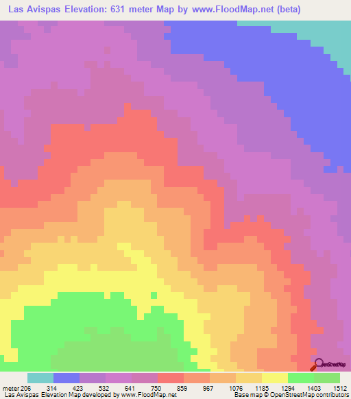 Las Avispas,Dominican Republic Elevation Map