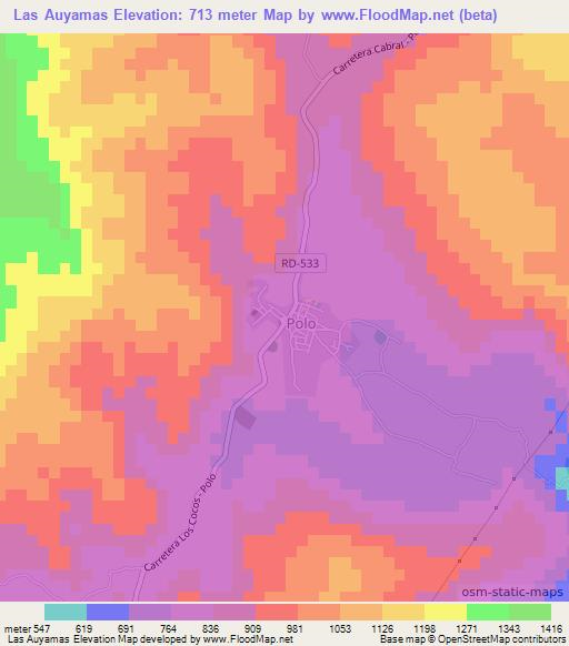 Las Auyamas,Dominican Republic Elevation Map