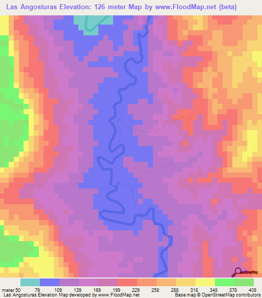 Las Angosturas,Dominican Republic Elevation Map