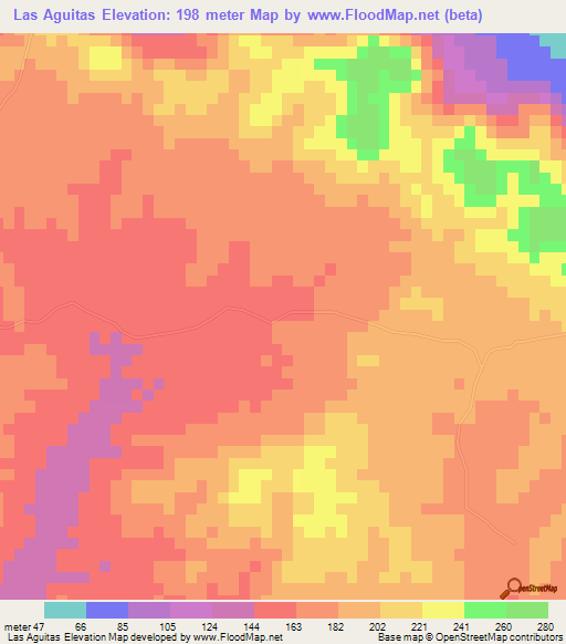 Las Aguitas,Dominican Republic Elevation Map