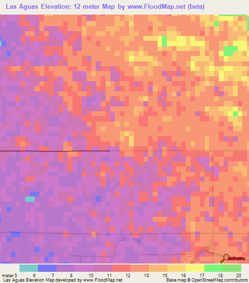 Las Aguas,Dominican Republic Elevation Map