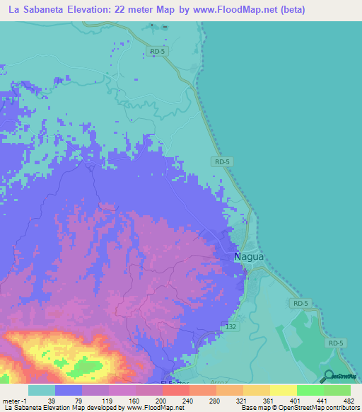 La Sabaneta,Dominican Republic Elevation Map