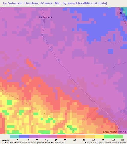 La Sabaneta,Dominican Republic Elevation Map