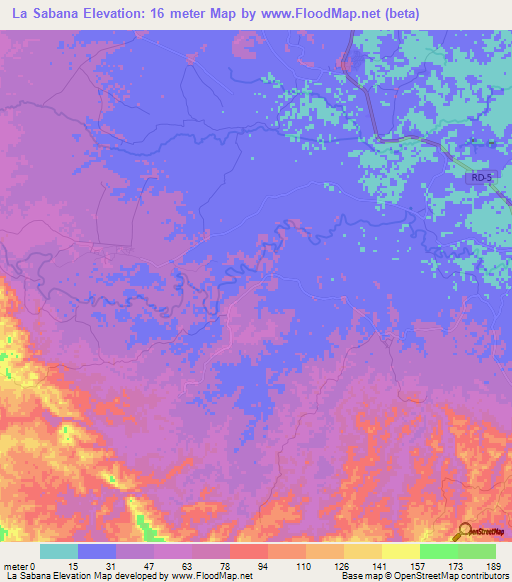 La Sabana,Dominican Republic Elevation Map