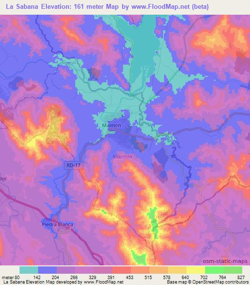 La Sabana,Dominican Republic Elevation Map