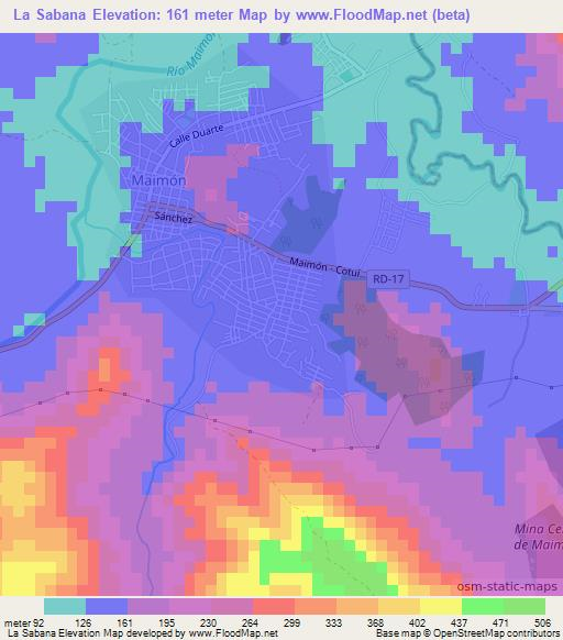 La Sabana,Dominican Republic Elevation Map