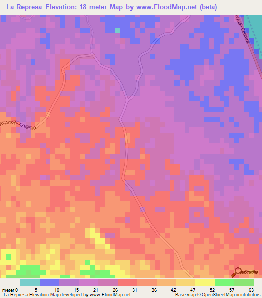 La Represa,Dominican Republic Elevation Map