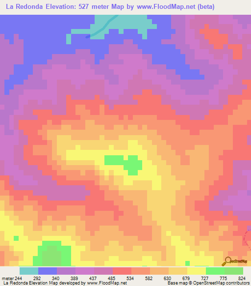 La Redonda,Dominican Republic Elevation Map