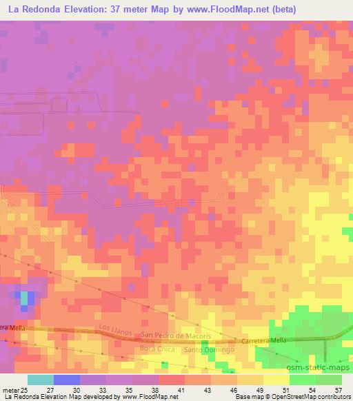 La Redonda,Dominican Republic Elevation Map