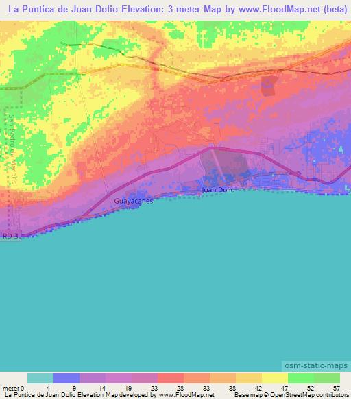 La Puntica de Juan Dolio,Dominican Republic Elevation Map