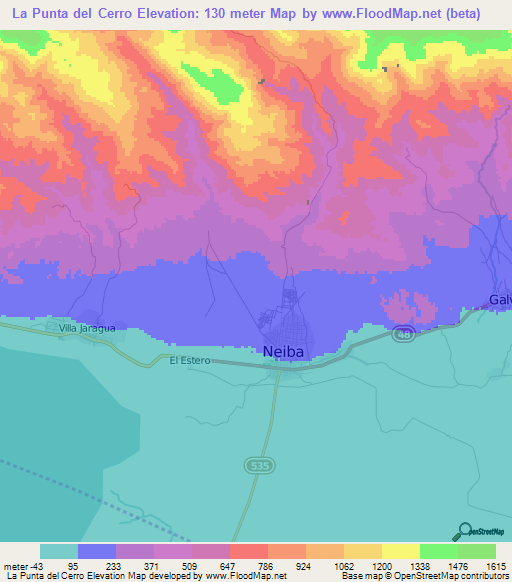 La Punta del Cerro,Dominican Republic Elevation Map