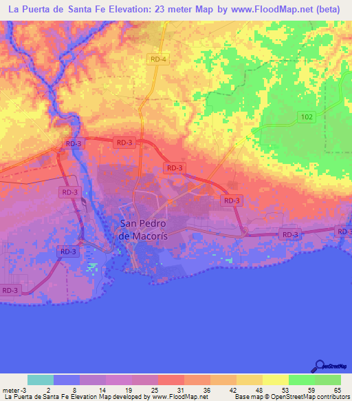 La Puerta de Santa Fe,Dominican Republic Elevation Map