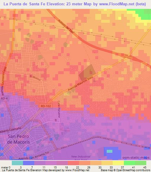 La Puerta de Santa Fe,Dominican Republic Elevation Map