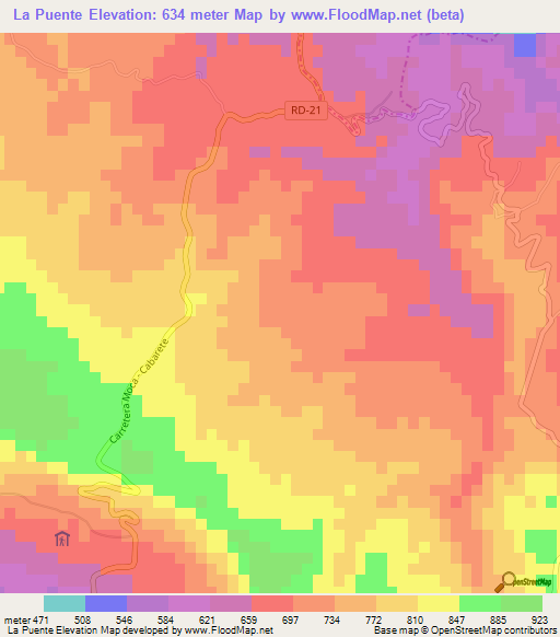 La Puente,Dominican Republic Elevation Map