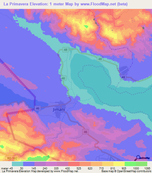 La Primavera,Dominican Republic Elevation Map