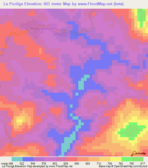 La Pocilga,Dominican Republic Elevation Map