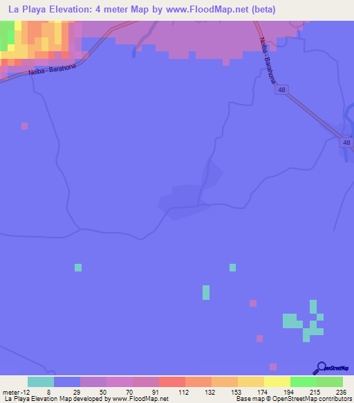 La Playa,Dominican Republic Elevation Map