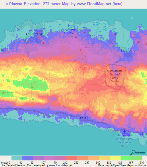 La Placeta,Dominican Republic Elevation Map