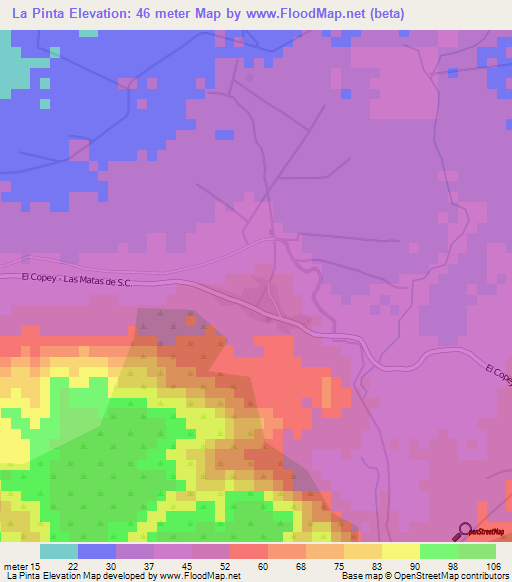 La Pinta,Dominican Republic Elevation Map