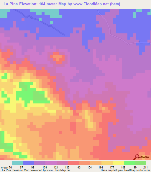 La Pina,Dominican Republic Elevation Map