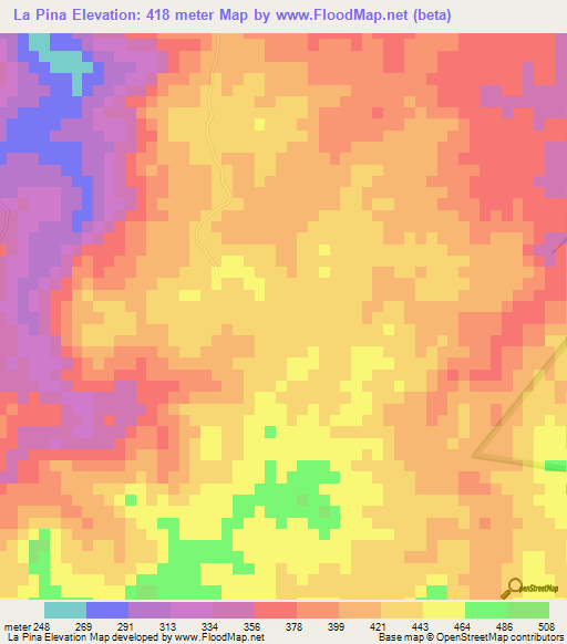 La Pina,Dominican Republic Elevation Map