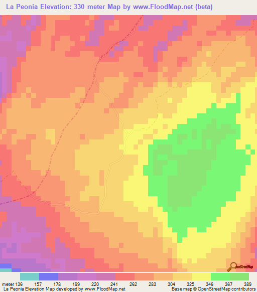 La Peonia,Dominican Republic Elevation Map