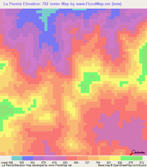 La Peonia,Dominican Republic Elevation Map