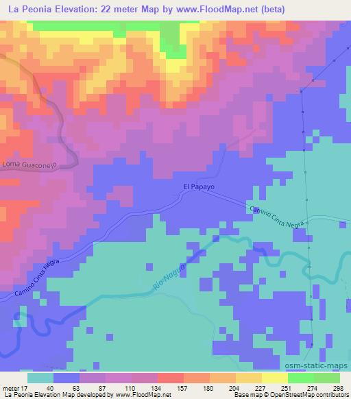 La Peonia,Dominican Republic Elevation Map