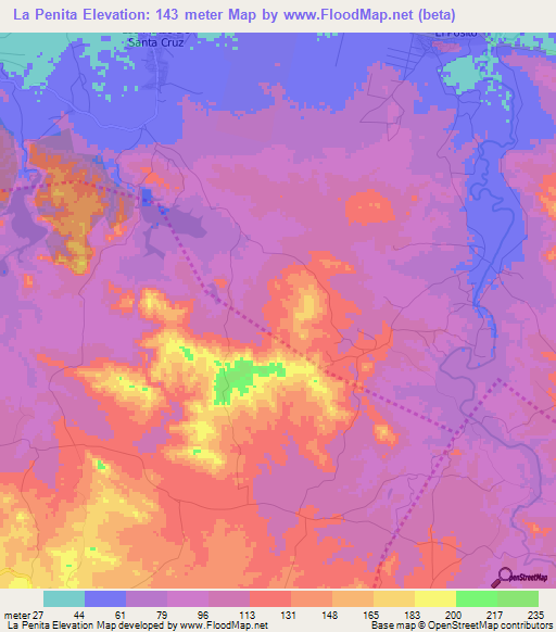 La Penita,Dominican Republic Elevation Map