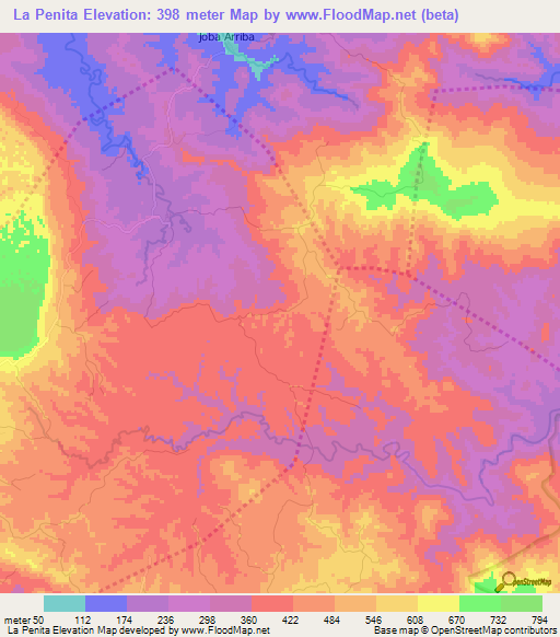 La Penita,Dominican Republic Elevation Map