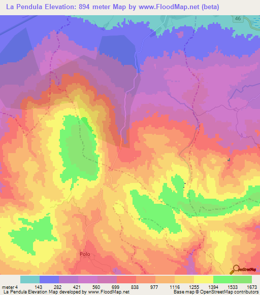 La Pendula,Dominican Republic Elevation Map