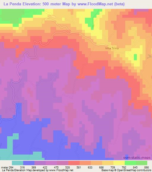 La Penda,Dominican Republic Elevation Map