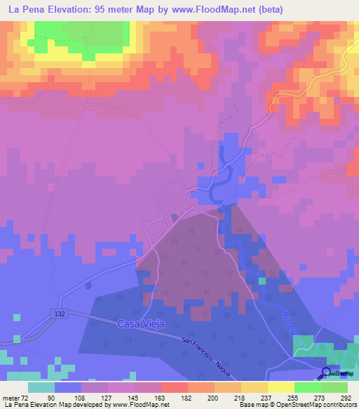 La Pena,Dominican Republic Elevation Map