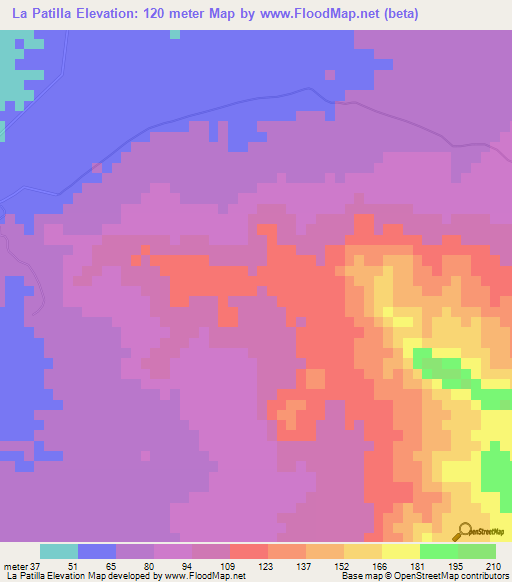 La Patilla,Dominican Republic Elevation Map