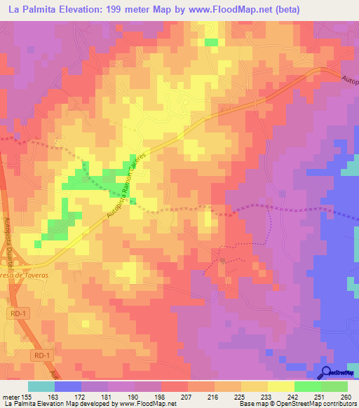 La Palmita,Dominican Republic Elevation Map