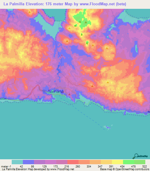 La Palmilla,Dominican Republic Elevation Map