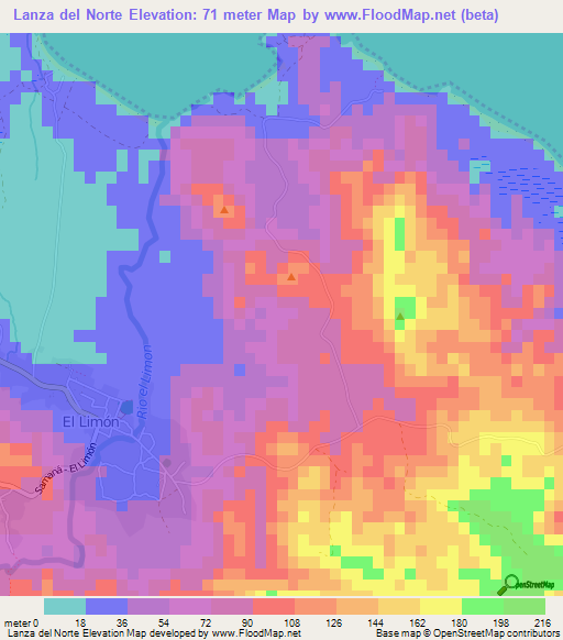 Lanza del Norte,Dominican Republic Elevation Map