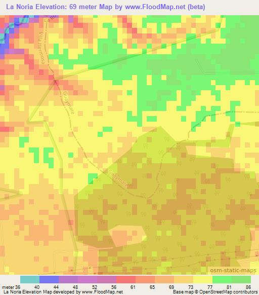 La Noria,Dominican Republic Elevation Map