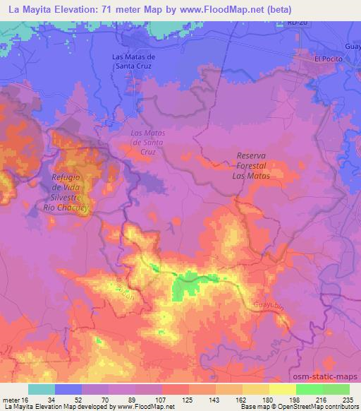 La Mayita,Dominican Republic Elevation Map