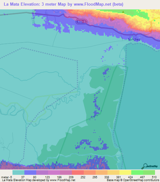 La Mata,Dominican Republic Elevation Map