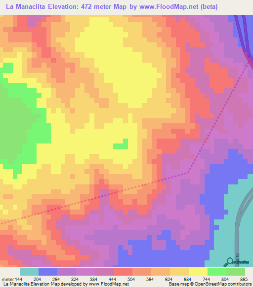 La Manaclita,Dominican Republic Elevation Map