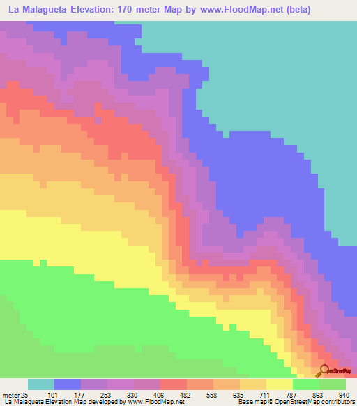 La Malagueta,Dominican Republic Elevation Map