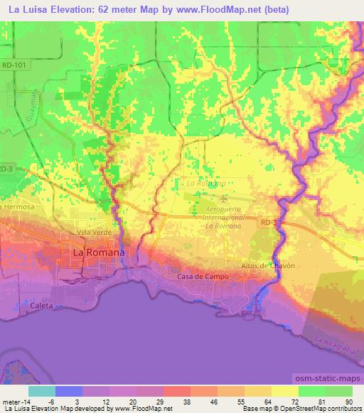 La Luisa,Dominican Republic Elevation Map