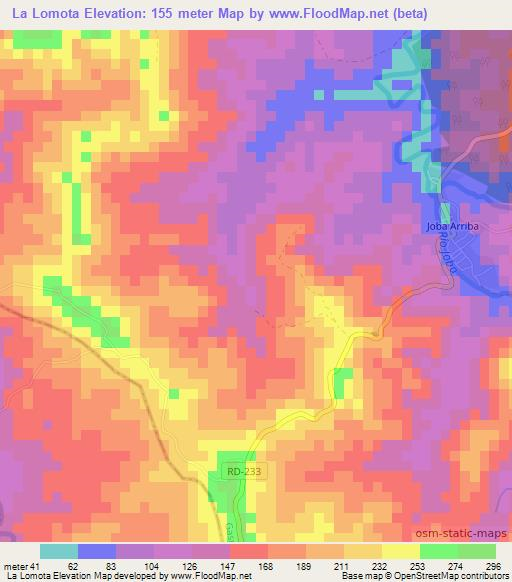 La Lomota,Dominican Republic Elevation Map