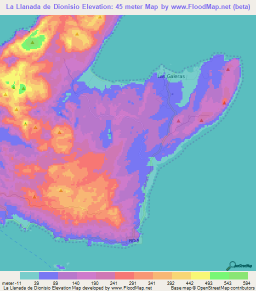 La Llanada de Dionisio,Dominican Republic Elevation Map