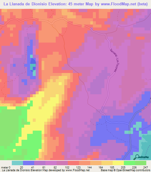 La Llanada de Dionisio,Dominican Republic Elevation Map