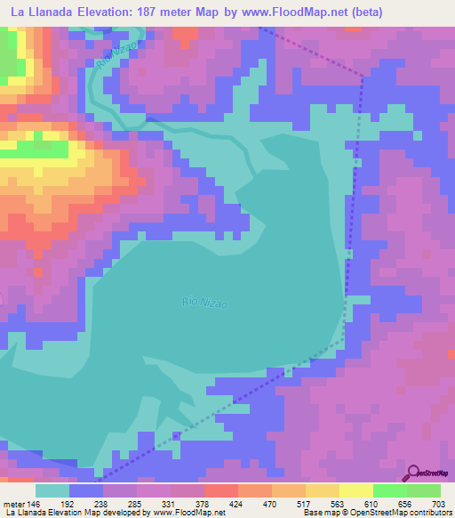 La Llanada,Dominican Republic Elevation Map