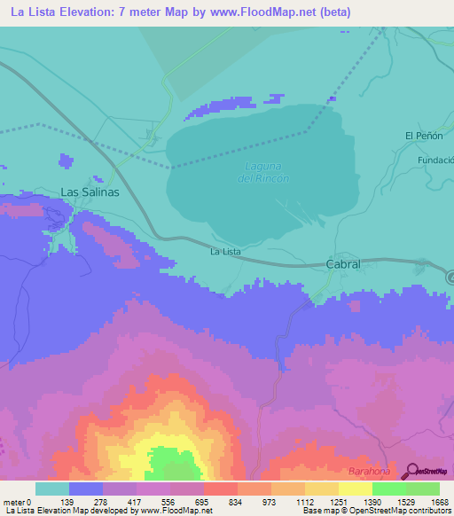 La Lista,Dominican Republic Elevation Map